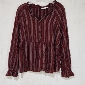 Wonderly Burgundy Striped Blouse
